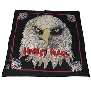 Vintage Harley Davidson Eagle Graphic Harley Rules 90s Handkerchief Bandana Cap